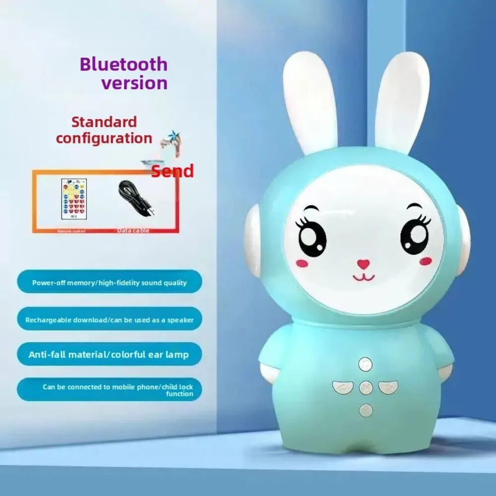 Crianças educação precoce pequeno coelho máquina de história criança iluminação leitor música brinquedo aprendizagem do bebê para crianças diversão à dormir