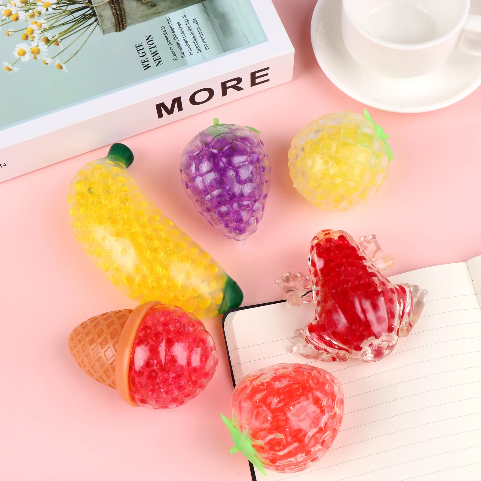 6 peças espremer frutas bola sapo formato de banana brinquedo antiestresse