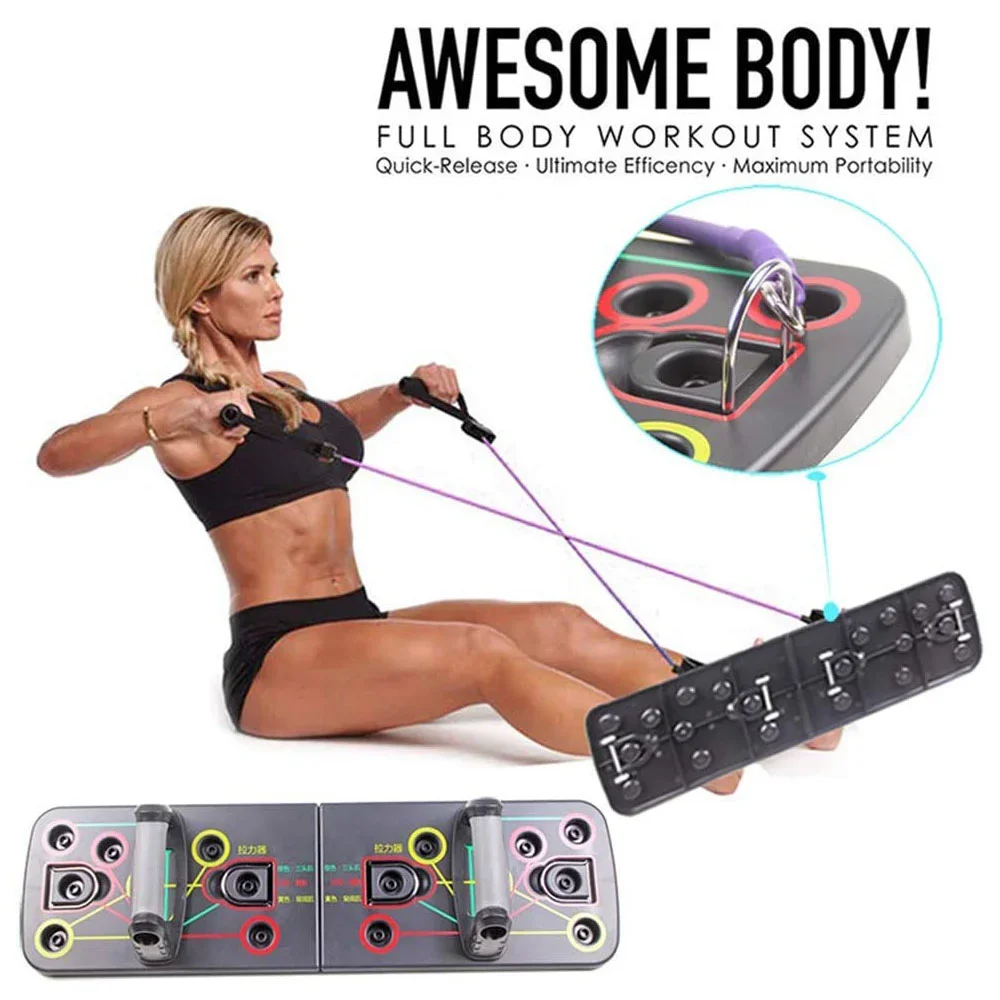 

Foldable Abdominal Push Up Board with Resistance Bands Body Training Gear