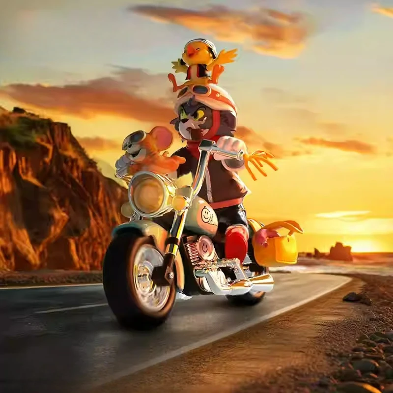 

52TOYS Том и Джерри: Классический короткометражный мультсериал, коллекционная модель 1/12, 18 см, кот и мышь на ретро-мотоцикле, декор для рабочего стола