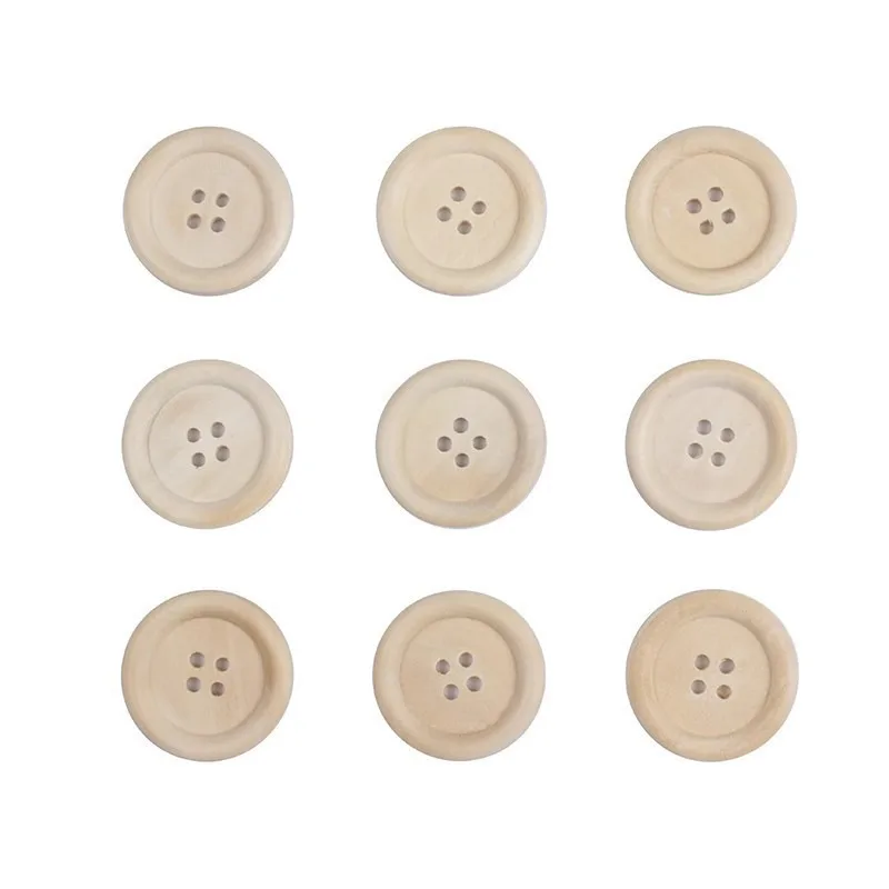 50pcs/set Natural Wooden Buttons with 4 Holes for DIY Crafts & Sewing Projects, Decorative Clothing Accessories view 6