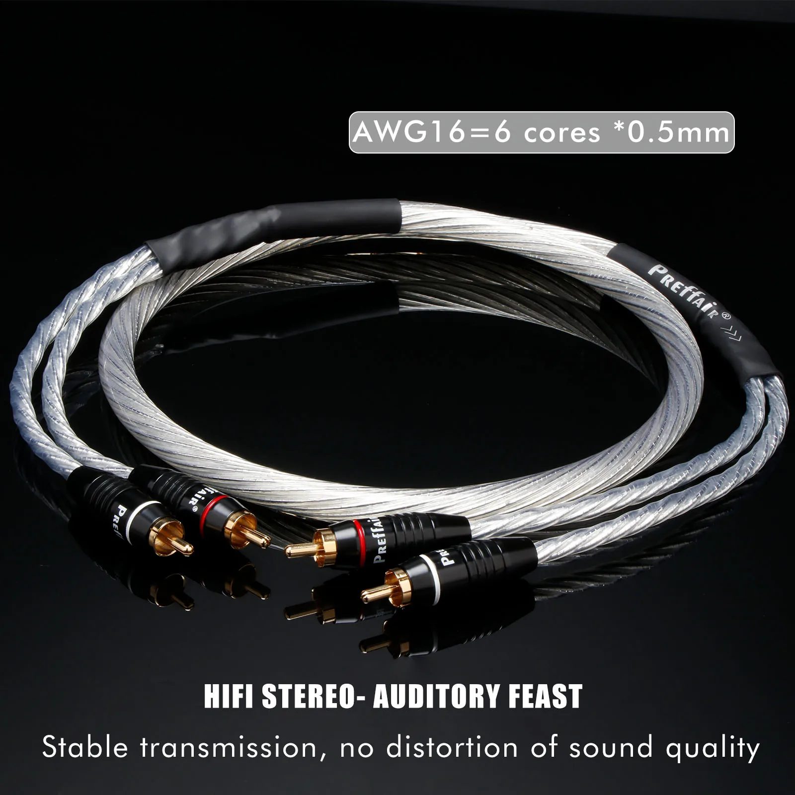 

HiFi 2RCA Tonearm Signal Cable Double Shieding occ silver Plated RCA Audio Cable