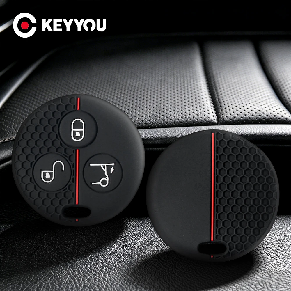 KEYYOU Silicone Car Key Case For Mercedes Benz Smart 450 451 Roadster Fortwo Cross City Coupe Cabrio K Forfour Protection Cover