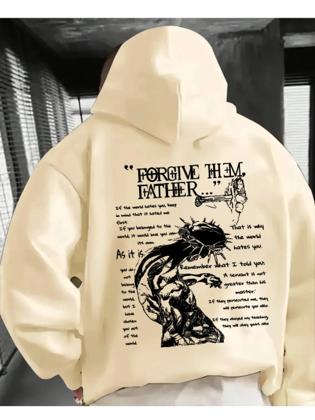 American Gothic Personality Cool Print Men Hooded Sweatshirt Autumn Winter Daily Outdoor Sports Loose Fitness Warm Street Style