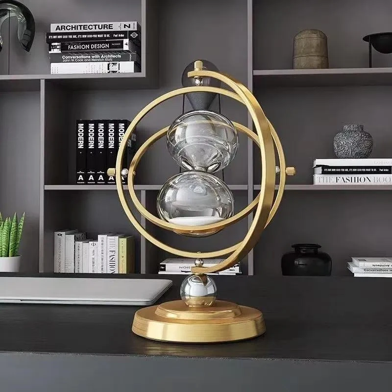 19x26cm Light Luxury Hourglass Timer Creative Desktop Decoration for Living Room Study Office Cabinet Display