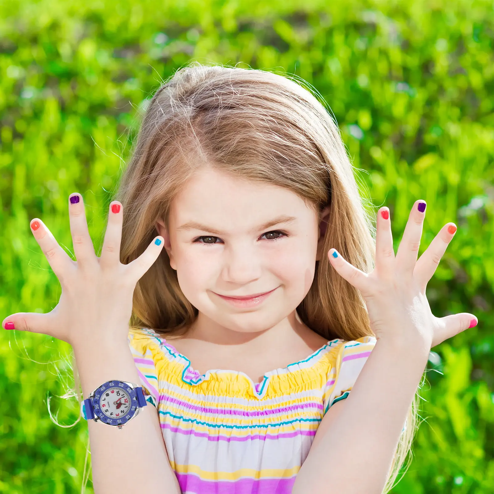 

1 шт., водонепроницаемые наручные часы с милым мультяшным рисунком, мягкий силиконовый ремешок, модные кварцевые часы в стиле ретро для школы