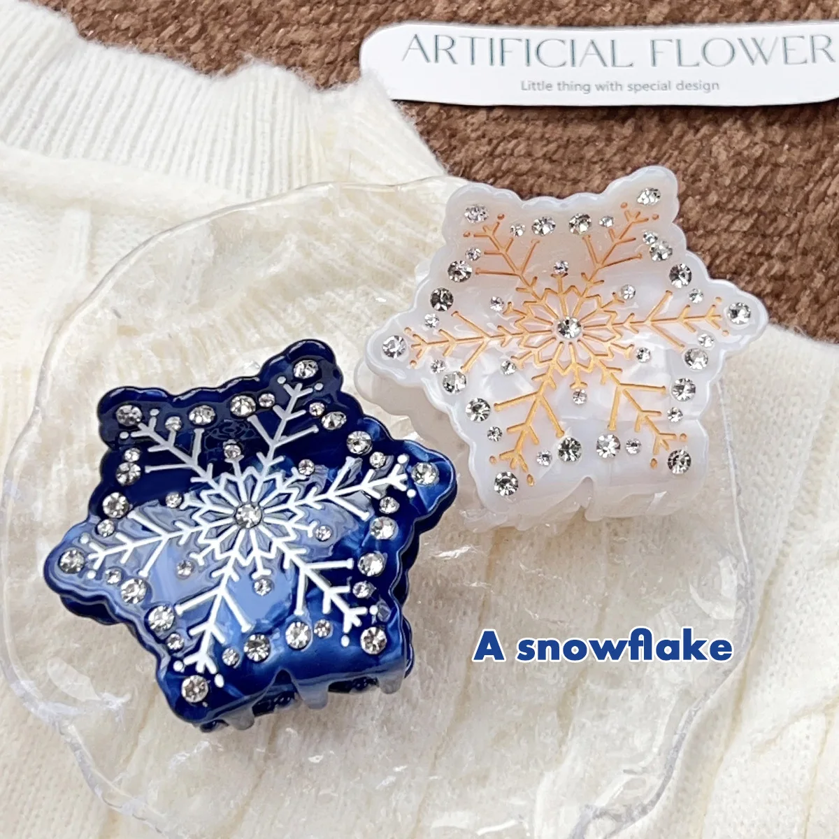 Pinces à cheveux en acétate pour femmes et filles, série de noël d'hiver, strass, flocon de neige, accessoires pour cheveux, nouvelle collection 2025