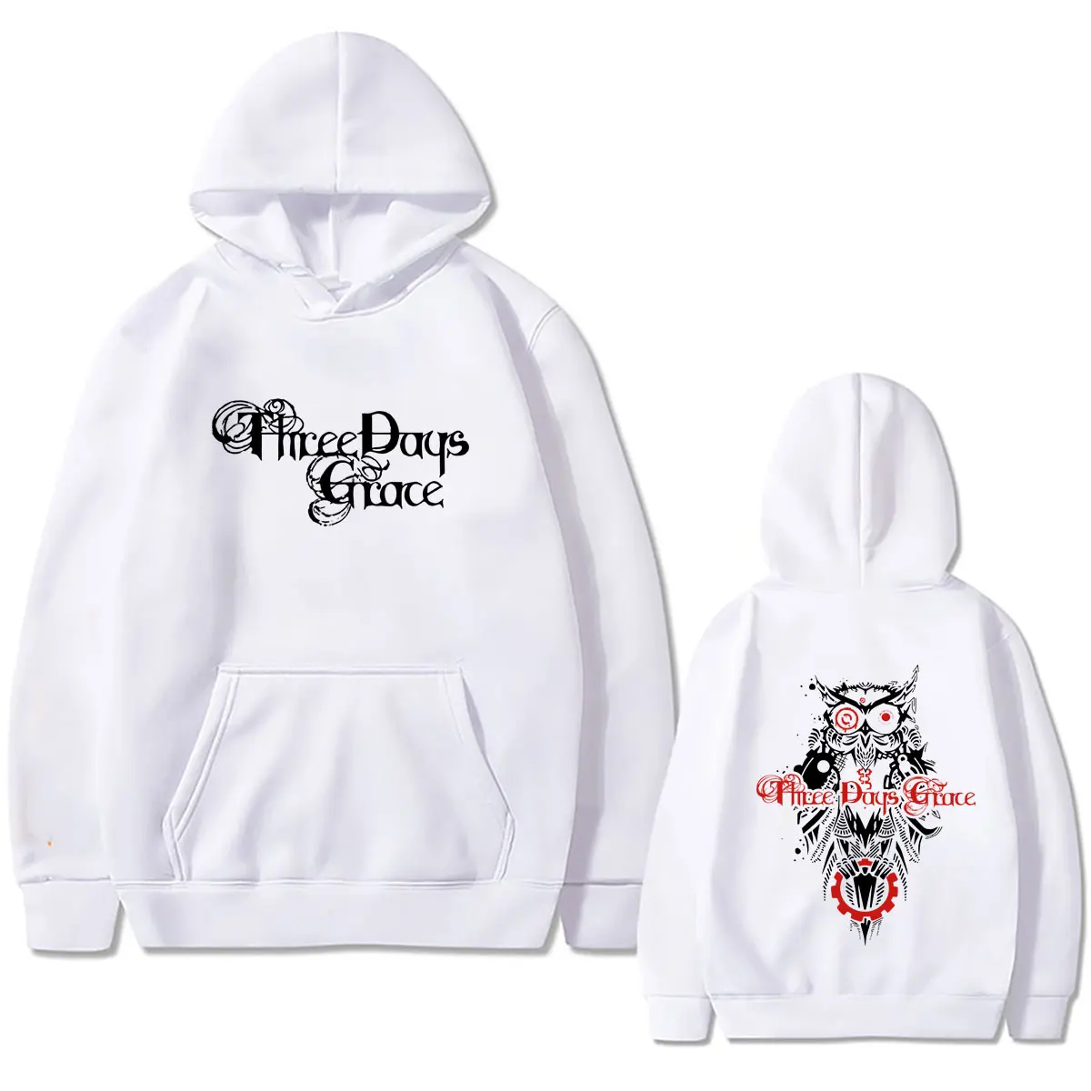 Rockband Three Days Grace Eulen-Grafik Hoodie für Männer und Frauen Alternative Metal Streetwear Männlicher Gothic Oversized Pullover Hoodie – Detail 6