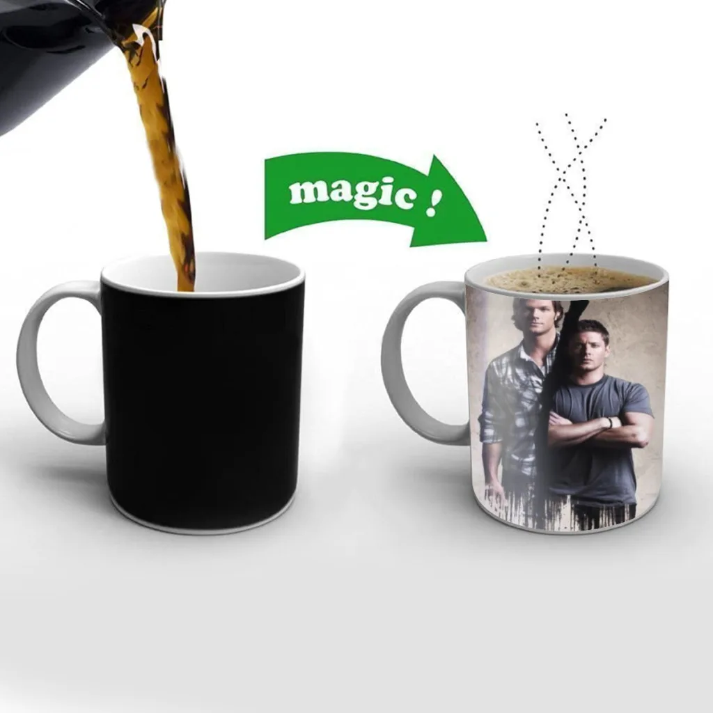 

New-Supernatural-TV-Free shipping Mug Changing Color Ceramic Coffee Mugs Magic Tea Cup Best Gift