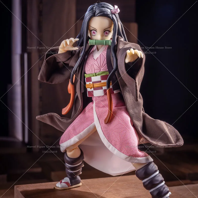 1/12 Scale Female Clothes Coffee Kimono Pink Dress Demon Slayer Blade Ghost Girl Bamboo Tube For 6-inch Action Figure Soldier