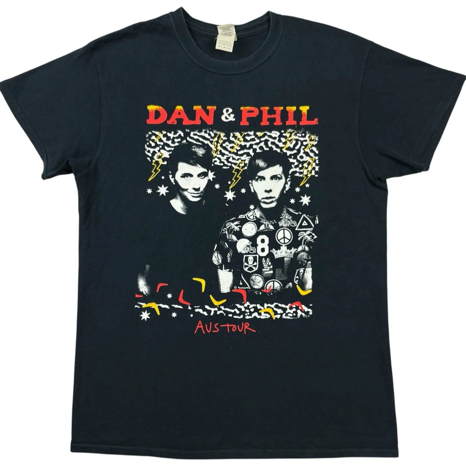 Dan & Phil Tatinof Australia Tour 2016 T Shirt Size M Black Double Sided Tee