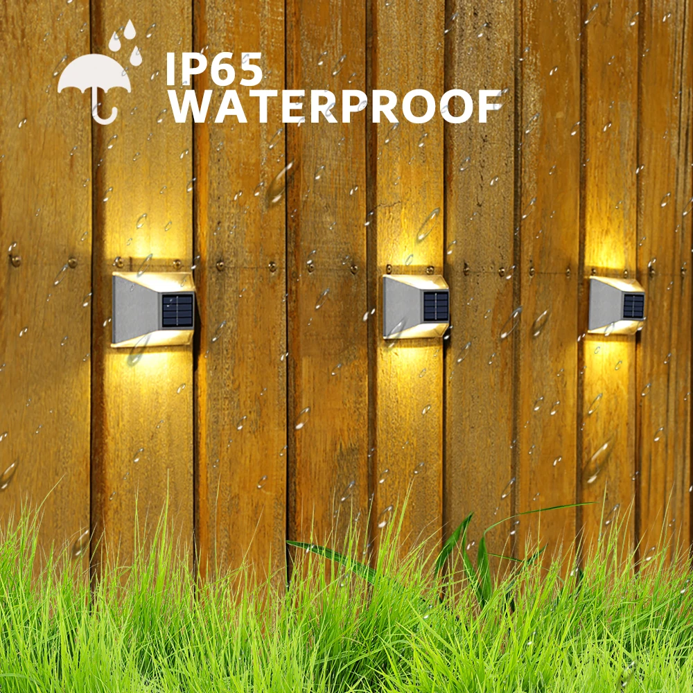 8LED Warm White Solar Lights Outdoor for Garden Up and Down Waterproof Fence Wall Lamps for Home Decoration