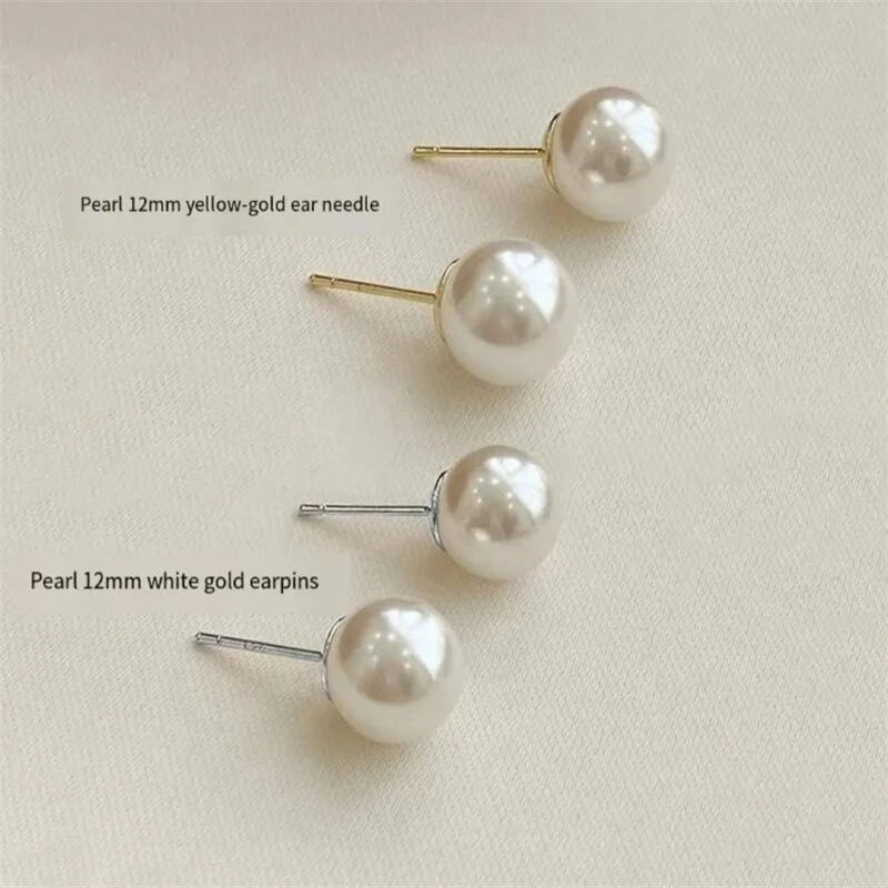 Senlissi- 18K Gold Needle Natural Freshwater White and Gray Pearl  4-12mm 925 Sterling Silver Stud Earrings for Women  Jewelry