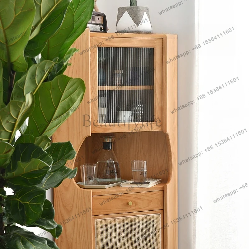 ตู้เก็บไวน์ไม้เนื้อแข็งสไตล์นอร์ดิกยุคกลาง ตู้สามมิติทรงสามเหลี่ยมเรียบง่าย