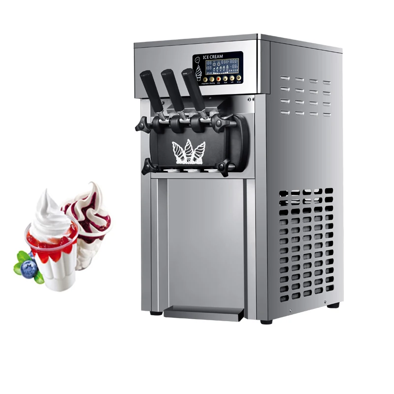 Commercial Soft Serve Ice Cream Machine Electric 18L/H 3 Flavors Sweet Cone Ice Cream Maker 110V/220V