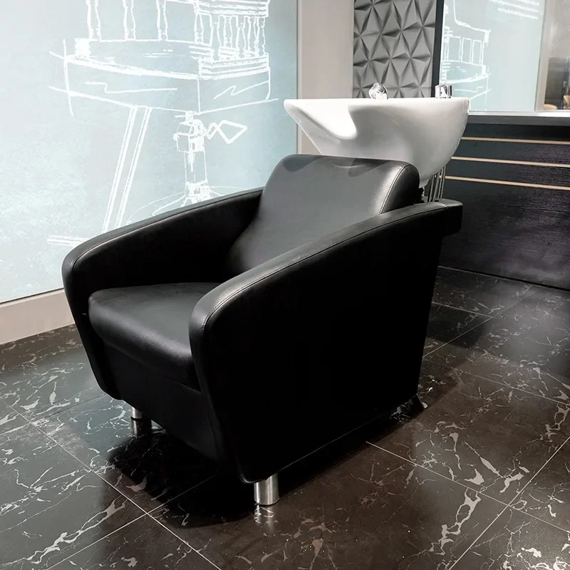 Barber shop half-lying shampoo bed, hair salon special advanced sense adjustable half-lying shampoo bed