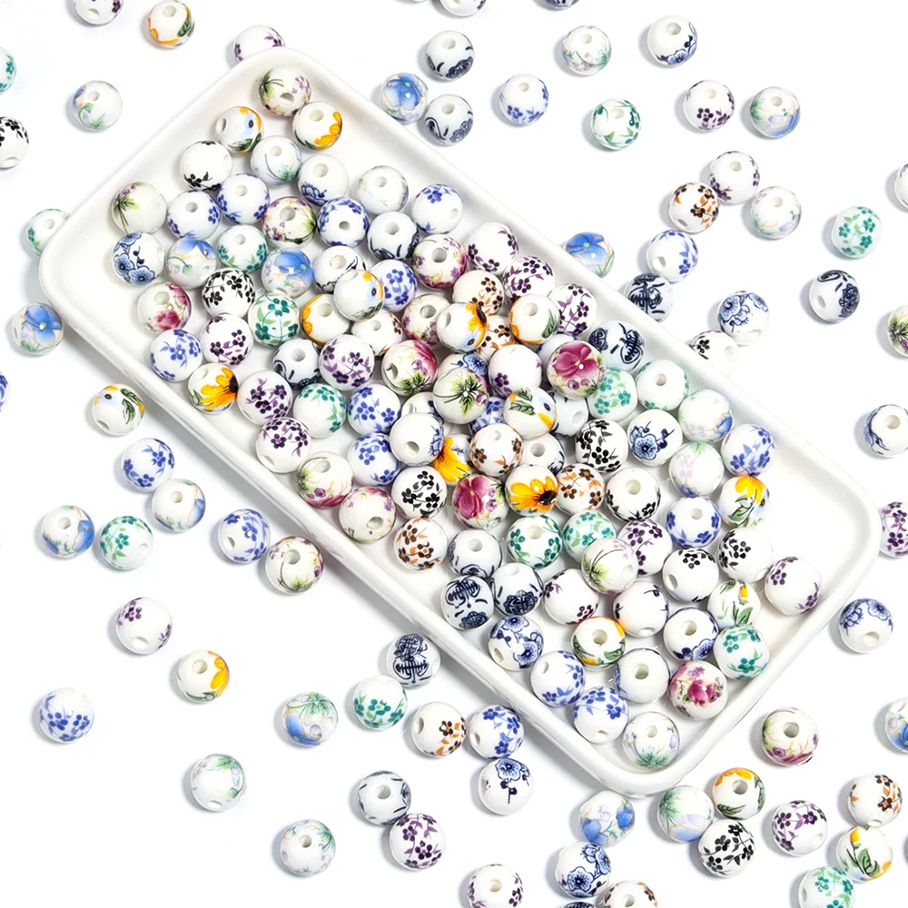 50 Stück/Lot Jingdezhen Keramikperlen Bunte Blumen Lose Perlen Chinesischer Stil Zwischenperlen für Schmuckherstellung DIY Handwerk Armband – Detail 7