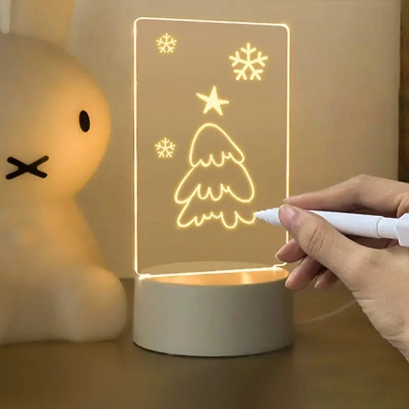 DIY Glow-in-the-Dark Acrylic Message Board with Light and Pen—Erasable and the Perfect Gift for Home Decor