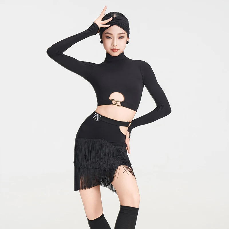 Crianças chacha dança latina franjas traje crianças competição de dança de salão terno meninas samba roupas de dança latina sl14028