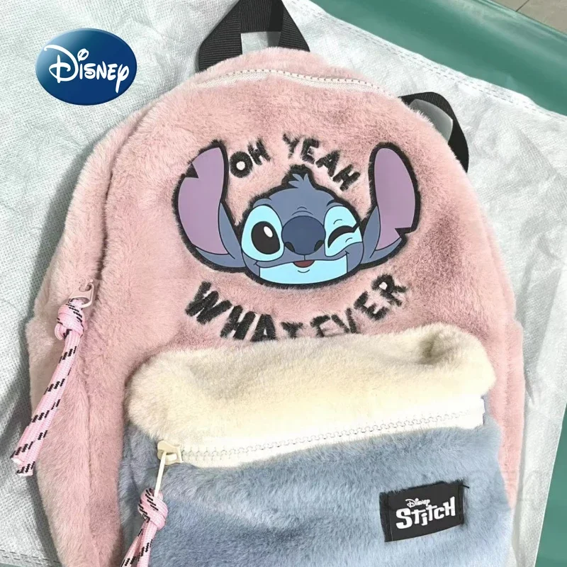 Disney Stitch New Children\'s Plush Backpack Luxury Brand Original Mini Backpack Cartoon Children\'s School Bag High Quality