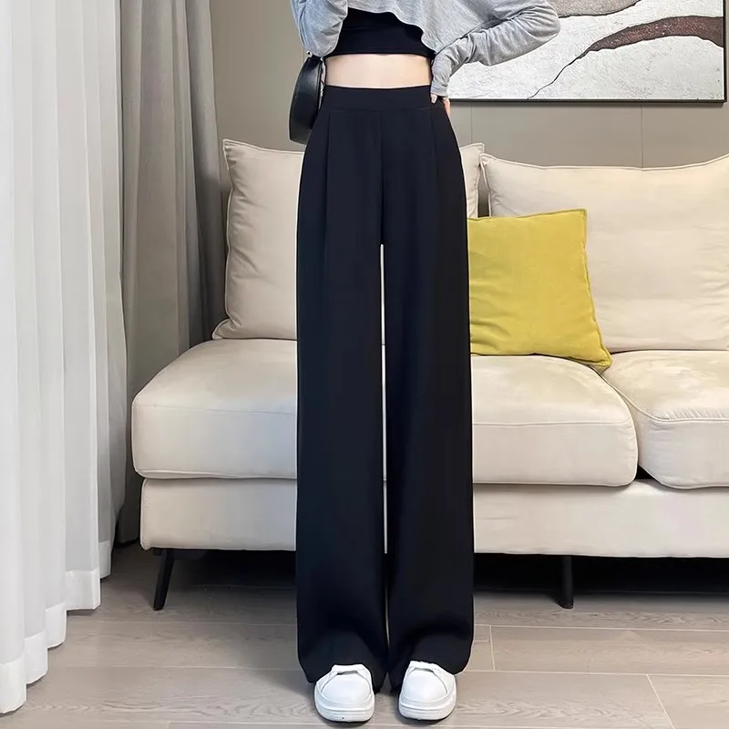 Casual Pants Woman High Sense Pendant Black Suit Wide Leg High Waist Straight Leg Loose Women's Pants Comfort Commuting Office