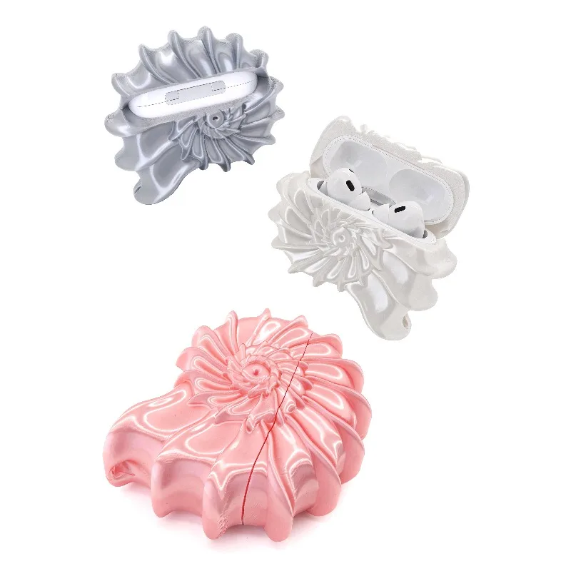 

Чехол для наушников Airpods Pro/Pro2/Pro3, Airpods 4, с 3D-печатью в виде жидкого ракушки, жесткий защитный чехол для наушников, аксессуары