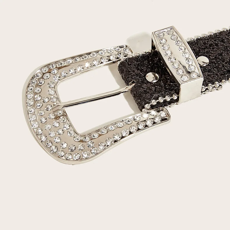 Stilvoller Strass-Gürtel im Western-Cowgirl-Stil, Y2K-Gürtel, glitzernder PU-Ledergürtel, BB-Gürtel, Jeans- und Kleider-Accessoires für Damen – Detail 8