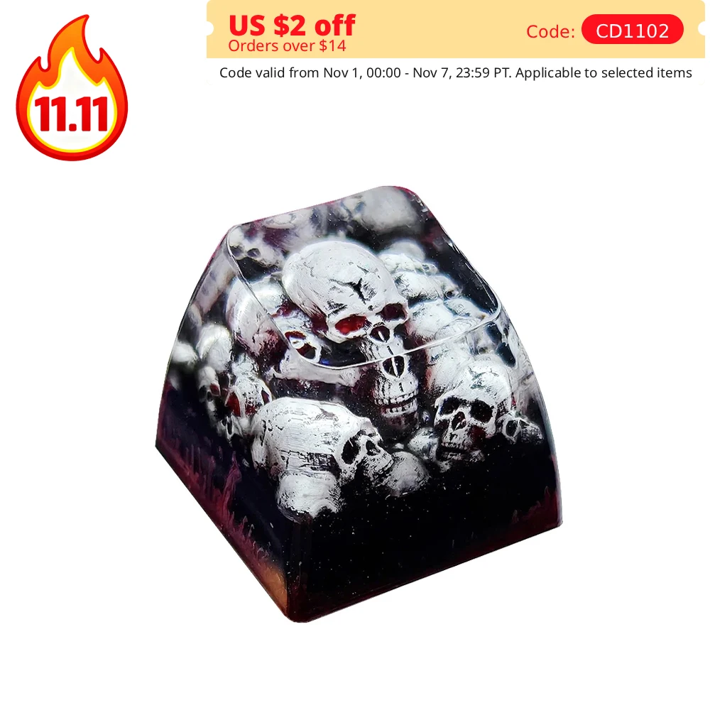 

Колпачки клавиш SA для механической клавиатуры ESC, полимерные колпачки для клавиш на заказ, персонализированные игровые клавиатуры в стиле панк с темным черепом и подсветкой, колпачки для клавиш