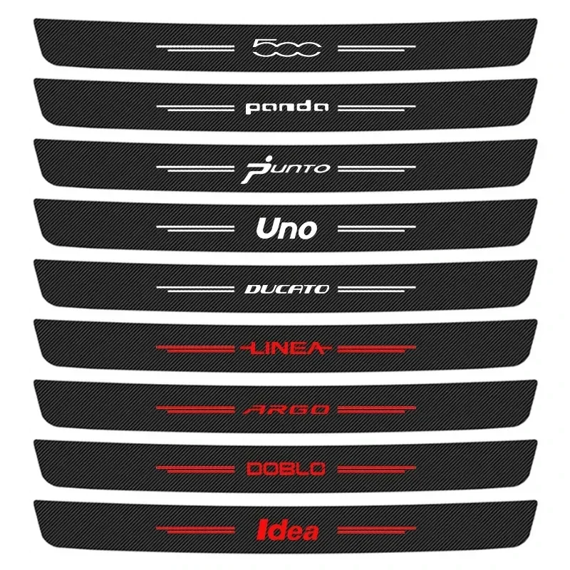 Pegatina de umbral de puerta trasera de coche, película protectora de fibra de carbono para Fiat 500 DUCATO LINEA PANDA PUNTO UNO ARGO DOBLO Idea