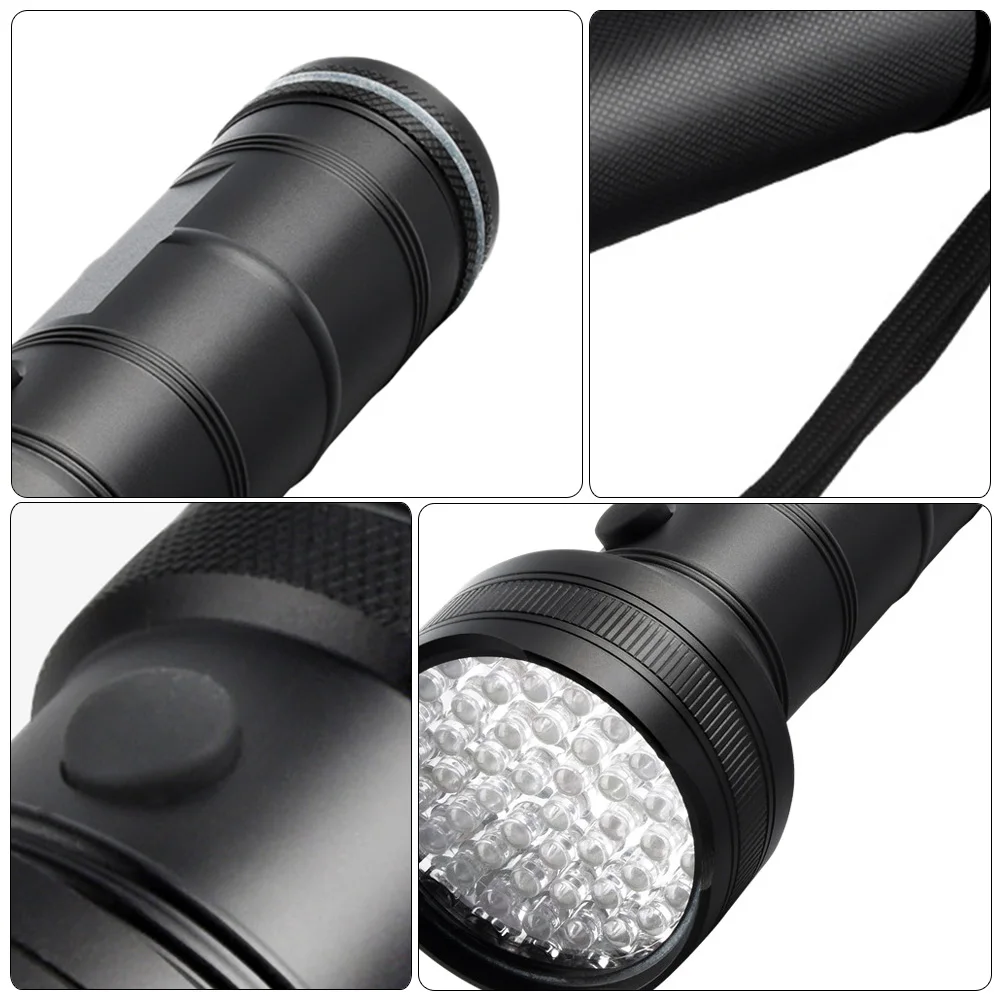 51 LEDs Detection Flashlight UV Blacklight Aluminum Alloy Compact Anti Slip Weatherproof Body Button