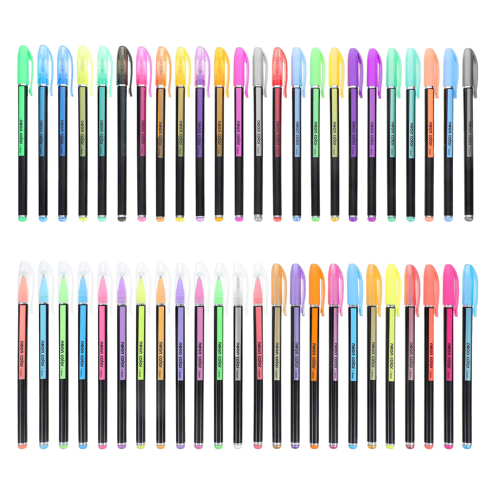 

48pcs Painting Coloring Pens 48-Color Gel Pen Set Fluorescent Neon Milky Glitter Ink Fine Tip Markers For Drawing Journaling