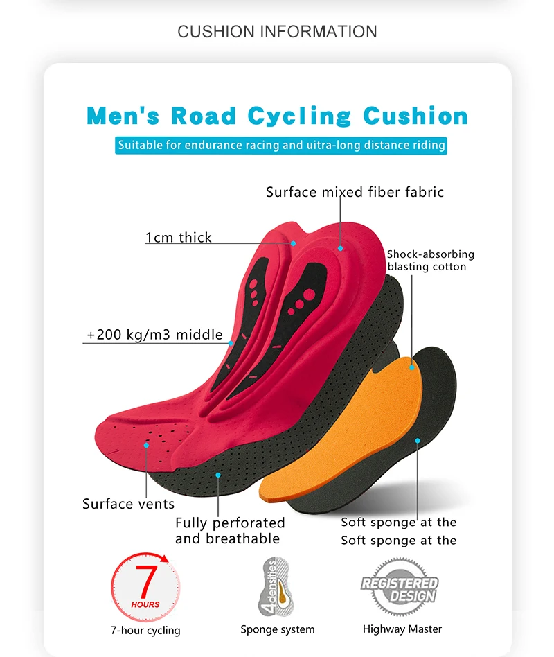Neue Pro-Radsport-Trägerhose für den Sommer, atmungsaktiv, schnell trocknend, für Mountainbike und Rennrad, Herren, professionelles Schwammpolster, Fahrradbekleidung – Detail 6
