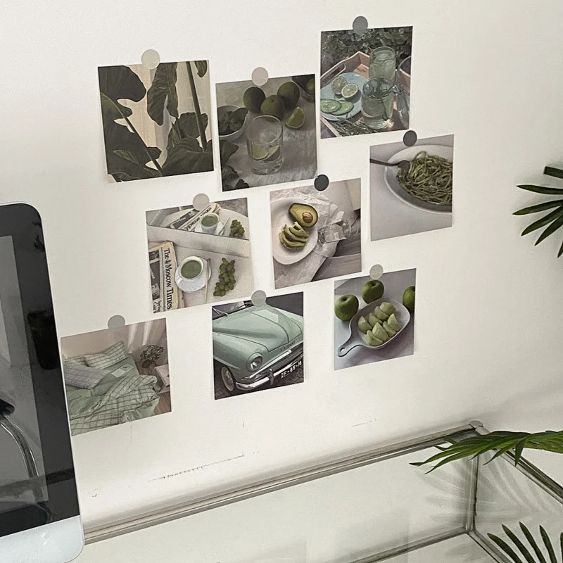 Ins Green Plant Fresh Style Decorative Card Chic Life Postcard Atmosphere Photo Props Background Wall Sticker 9 Sheets Square