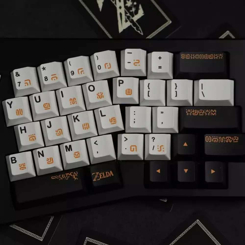 140Keys/Set Black White Gaming Keycaps PBT Dye Sublimation DIY Custom Cherry Profile Key Caps For MX Switch Mechanical Keyboard