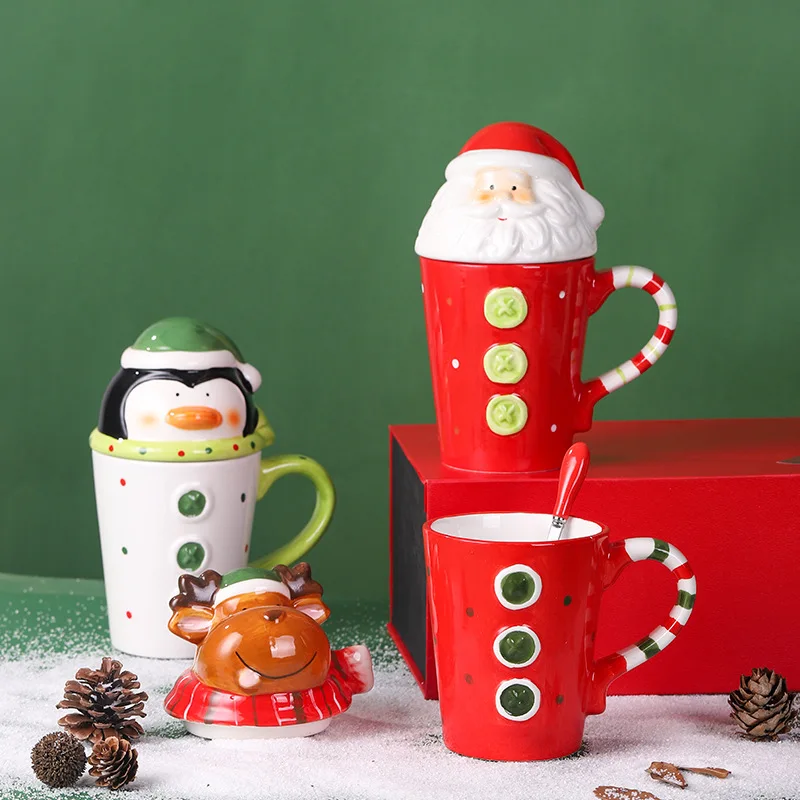 Santa Claus ceramic water cup Holiday gift cup Elk Snowman personality Americano coffee cup European milk cup