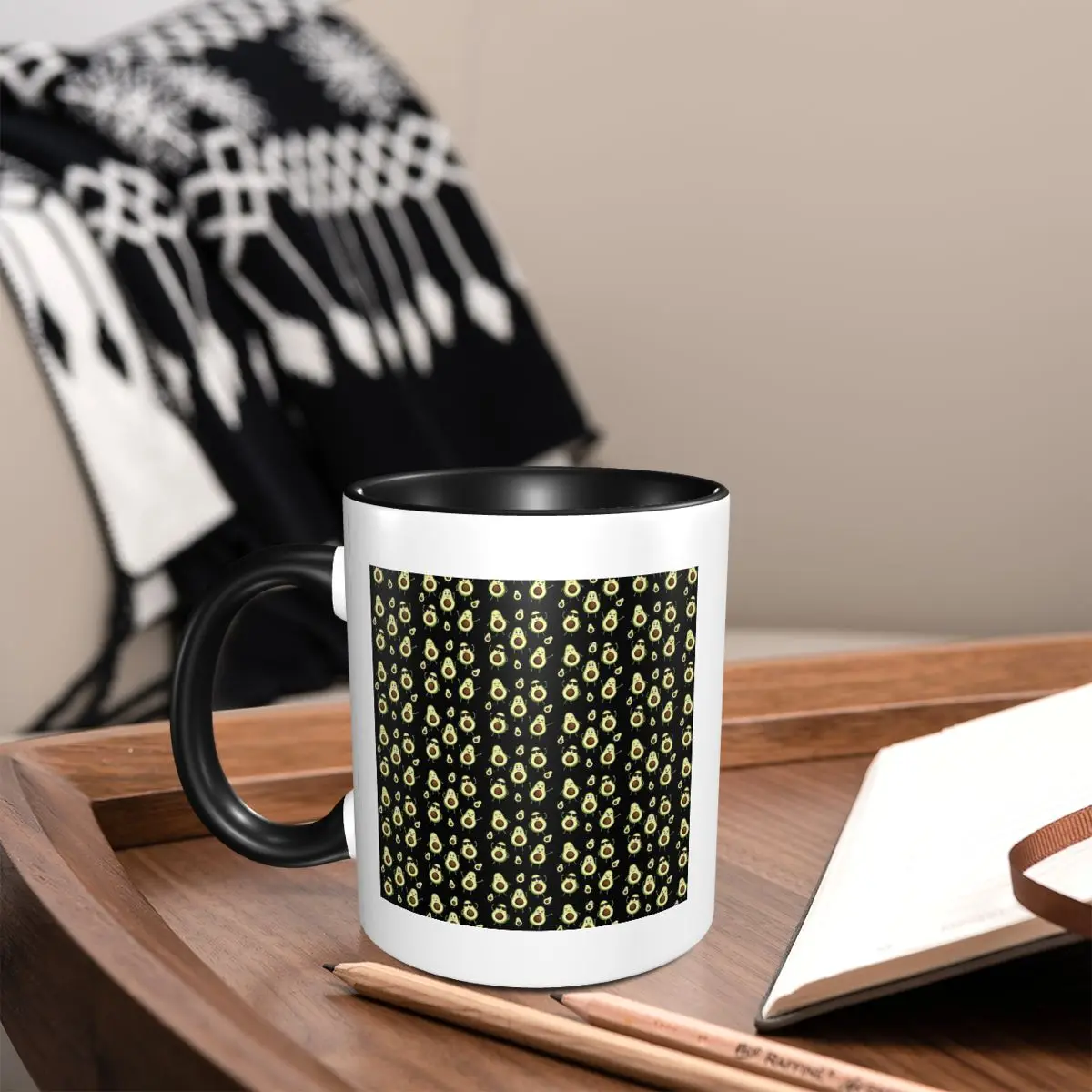 Cute Avocado Pattern Mug Funny Ceramic Coffee Cups Tea Mugs Milk Cup Drinkware Gifts for Friends