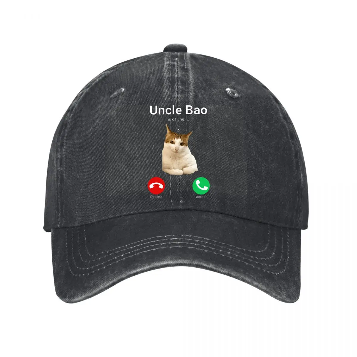 Funny Cat Calling Answer Decline Phone Icon Graphic Baseball Cap Men Women Distressed Washed Sun Cap Outdoor Hat