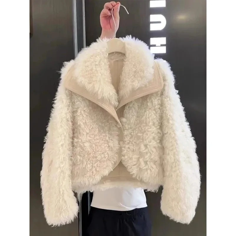 

Women's Fur Coat 2026 Autumn Winter Jackets New Popular Fur Integrated Short Small Fragrance White Imitation Fur Jacket