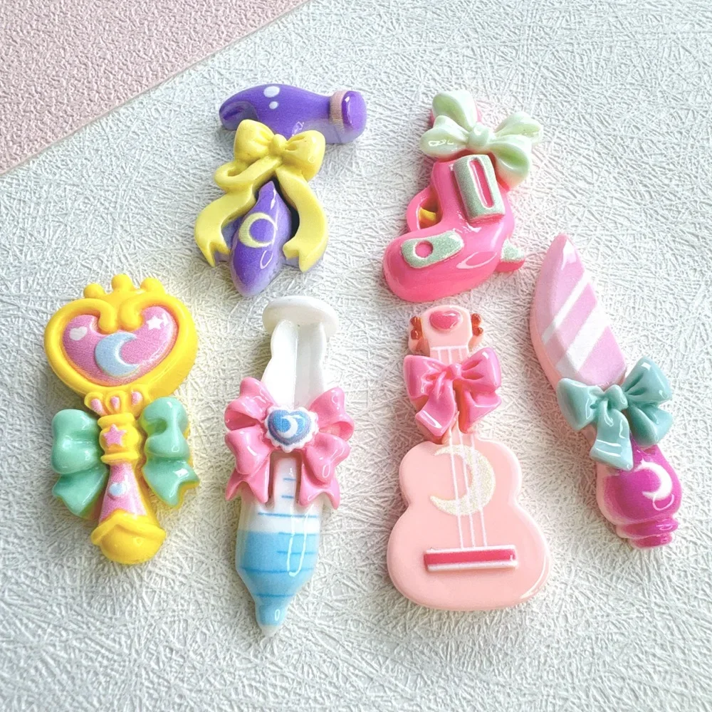 5 pçs vara mágica anjo dos desenhos animados resina flatback cabochão diy artesanato materiais criança artesanal jóias encantos