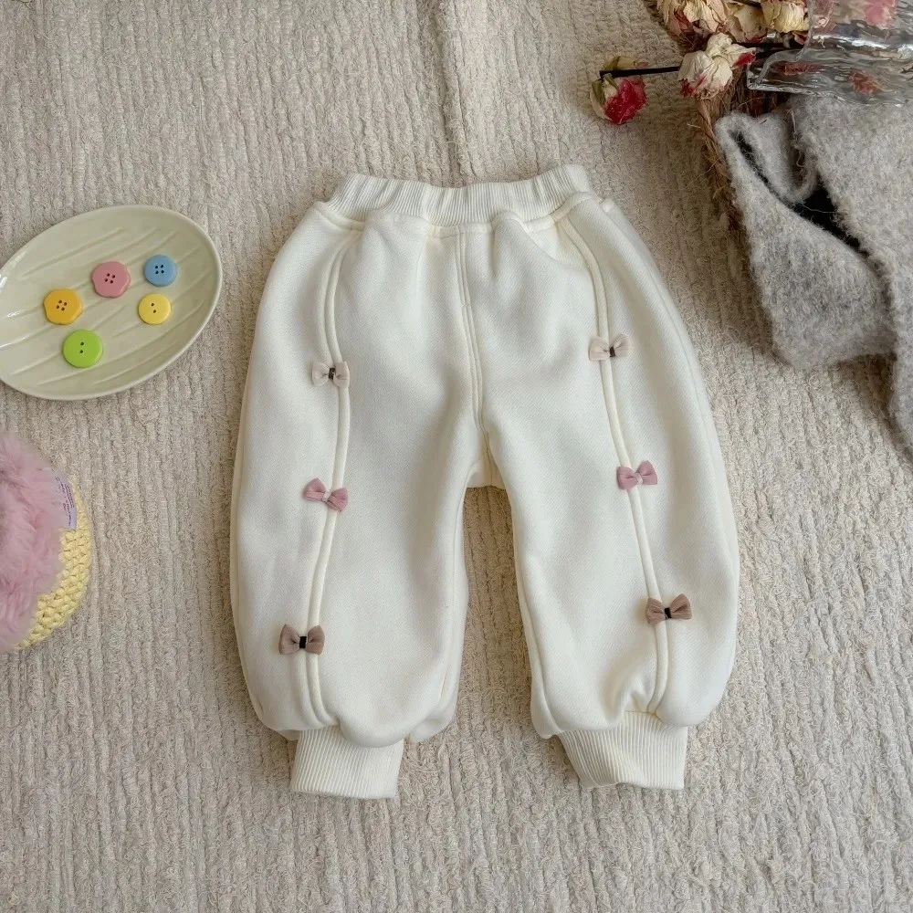 Baby and Children's Velvet Pants Autumn and Winter Girls' Foot binding Warm Thick Pants
