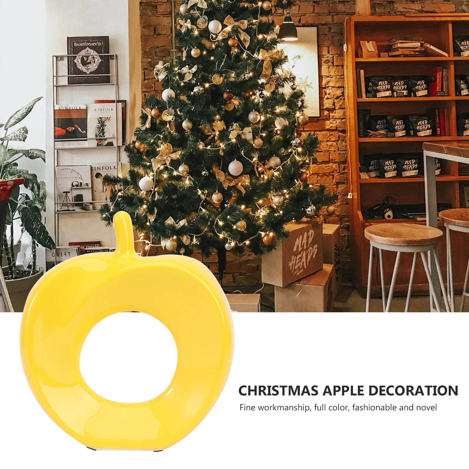 

1Pcs Christmas Apple Shaped Adornment Ceramic Crafts Home Decoration Festival Ornament Creative Desktop Decoration