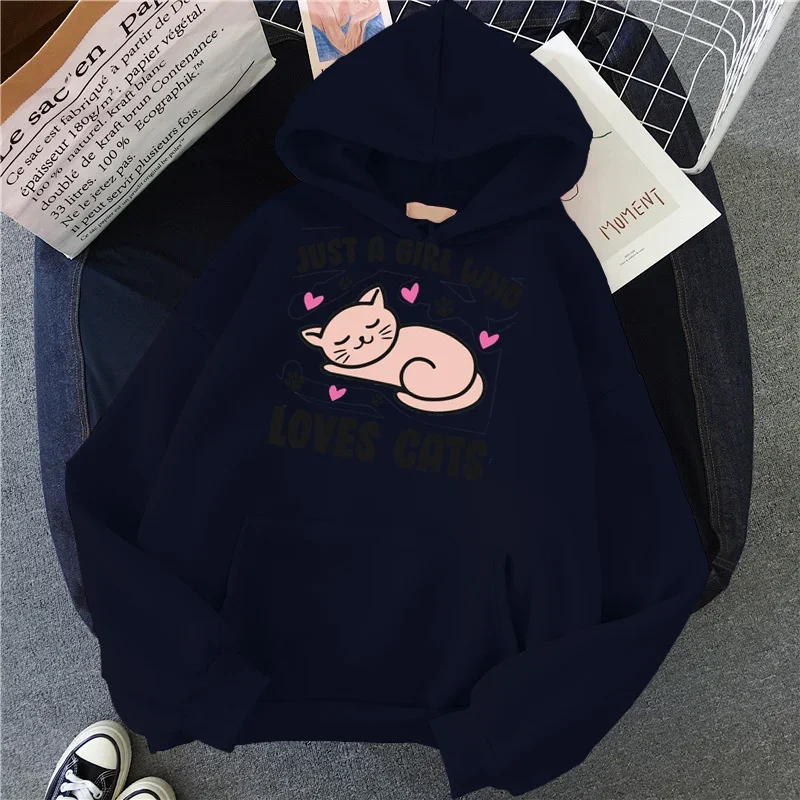 

LE 2024 Fashion just a girl who Loves cats Women Hoodies Print Male Harajuku Fashion Woman Sweatshirts Casual Unisex