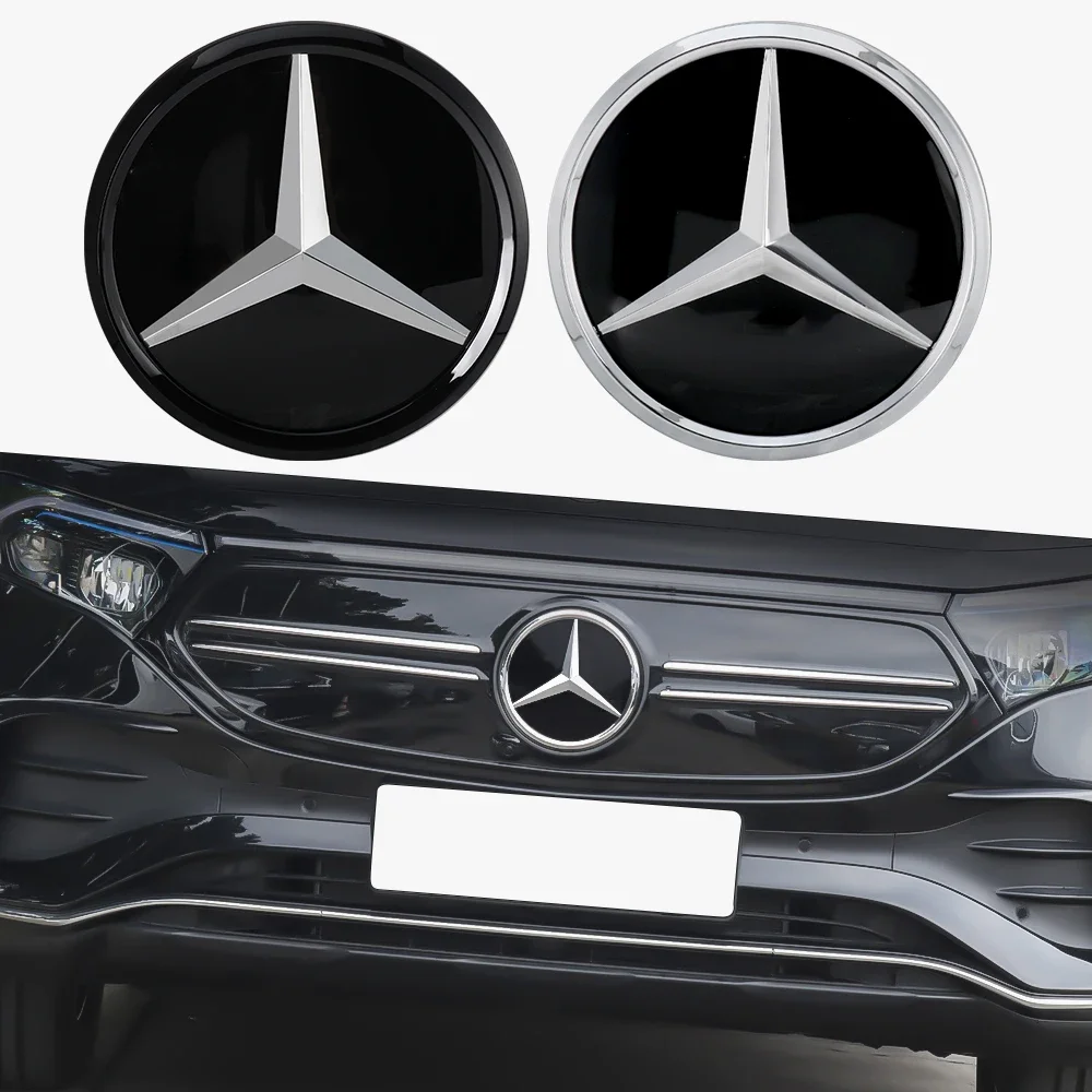 

1PCS 185/205MM ABS Car Front Grille Badge Decal Cover Emblem For Mercedes Benz W204 W205 W253 W213 C-Class E-Class 2015 GLE CTS