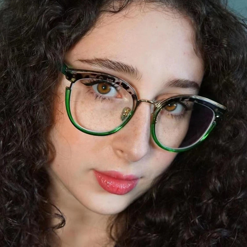 

Новые модные женские очки TR90 с металлической оправой, защитой от синего света, для коррекции близорукости, трендовые очки для девушек и студенток, с возможностью индивидуального заказа