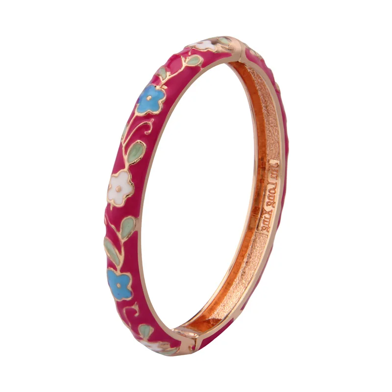 Enamel Bracelets For Women Cloisonne Bangle On Hand Hawaiian India African Jewelry Women\'s Hand Bracelets Floral Designer Gifts