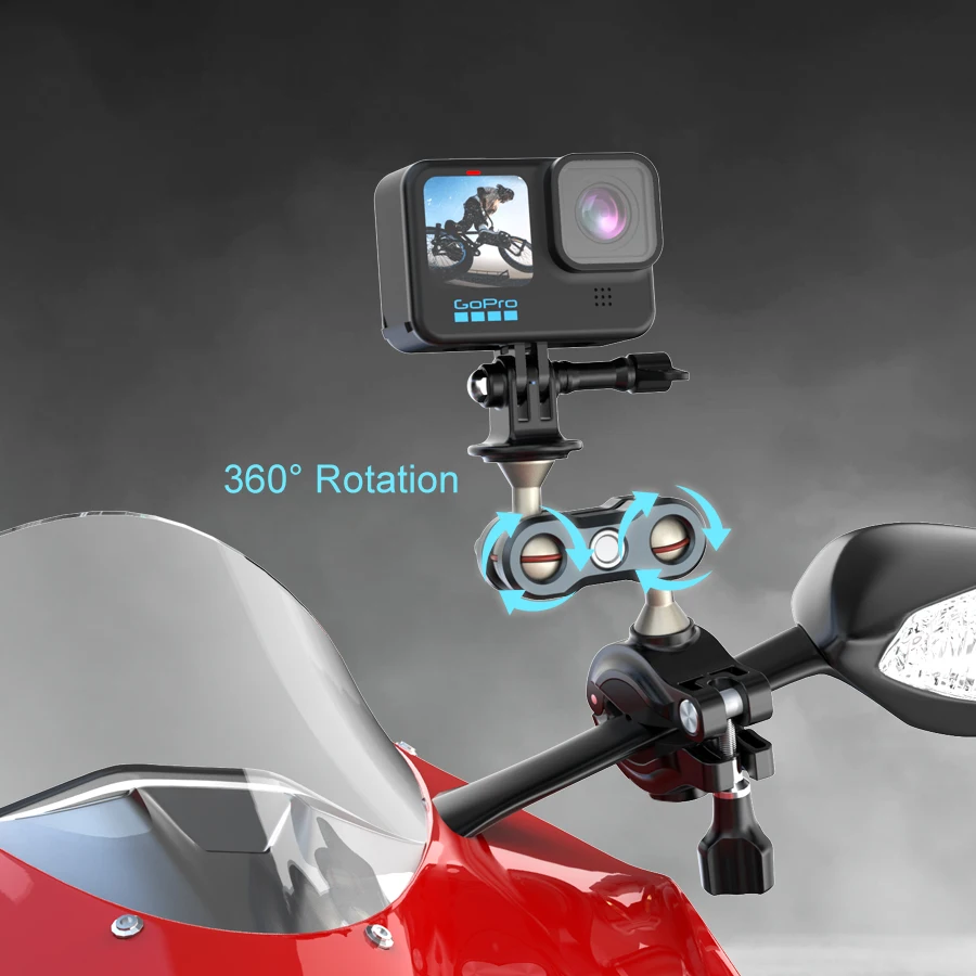 自転車とオートバイ用の金属製カメラホルダー,ハンドルバー,ミラー,三脚マウント,gopro dji insta用の自転車ホルダー,電話カメラアクセサリー