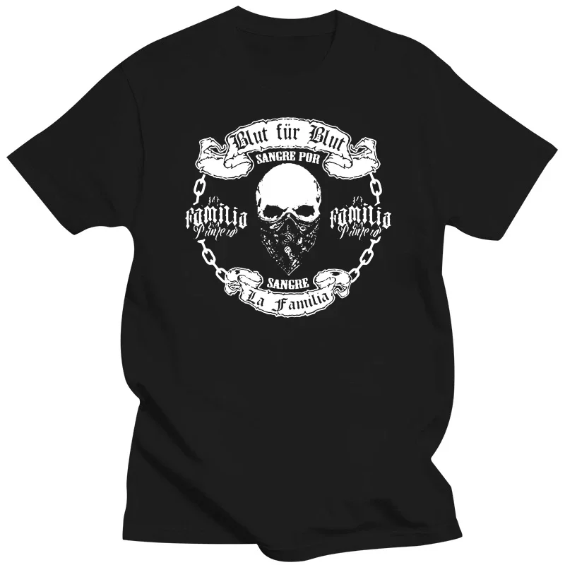 

T-Shirt La Familia Blood For Blood Blood Gang Streetwear Skull Cool New Pure Cotton Short Sleeves Hip Hop Fashion O-Neck Unisex