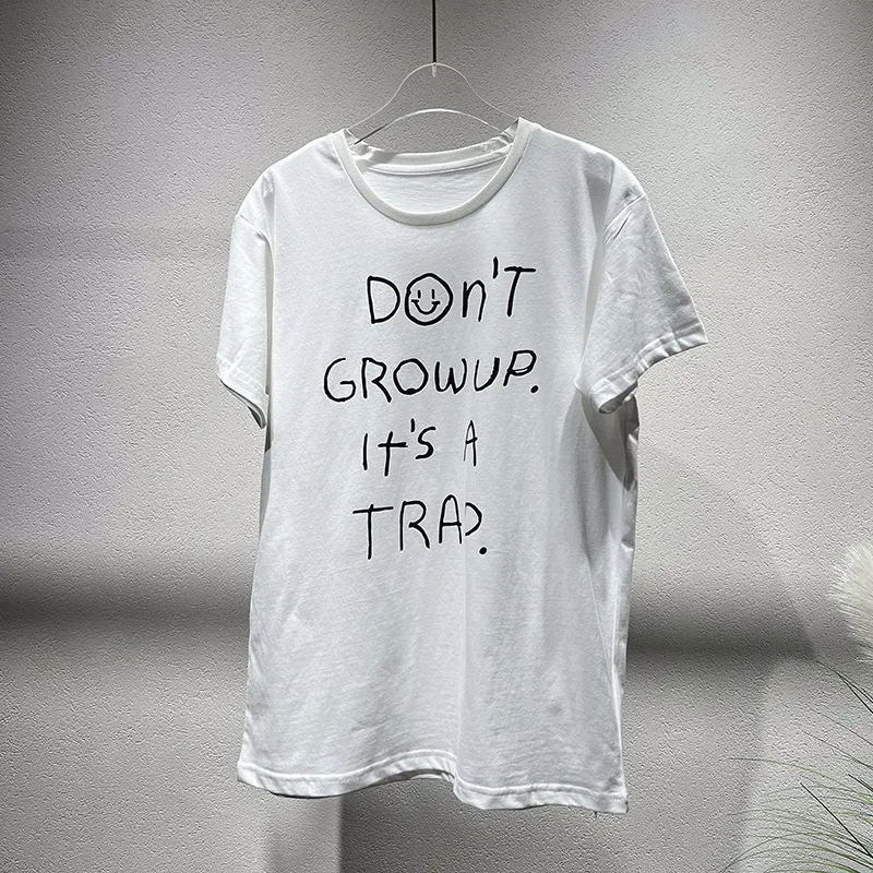 

Niche 2025 spring and summer new white round neck letter print loose short sleeve T-shirt blouse woman t-shirts