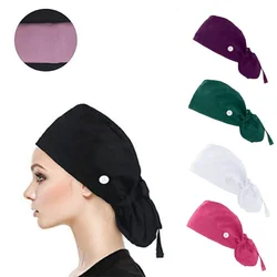 Unisex Surgical Dust-Proof Hat with Button Nurse Doctors Operate Room Work Cap Beauty Institution Veterinaria Scrubs Cotton Caps