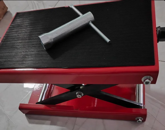 

Motorcycle Lift Table - Electric/Manual Repair Lift Stand with Wheel Chock & Parking Lock